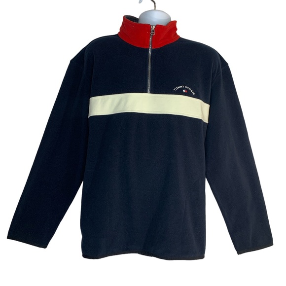 Fleece Tommy Jeans Funnel Neck Half Zip Hoodie In Colourblock